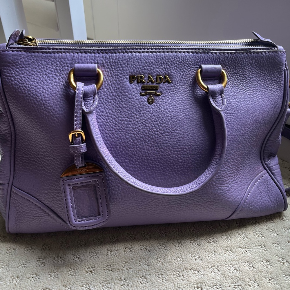 Prada Purple Leather Satchel with Gold Hardware - Picture 5 of 16